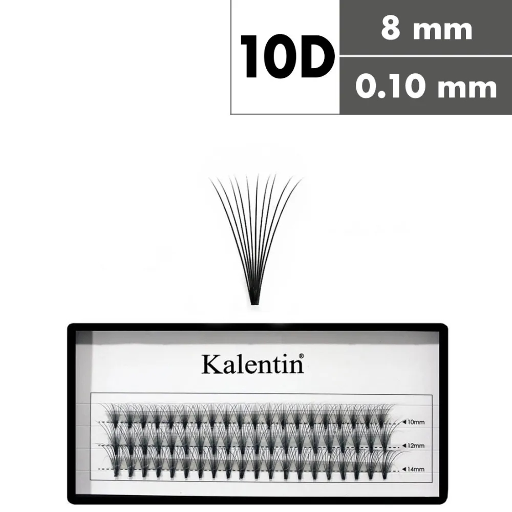 Kalentin Extensiones De Pestañas En Mechones Sin Nudos 10D 0,10 8mm